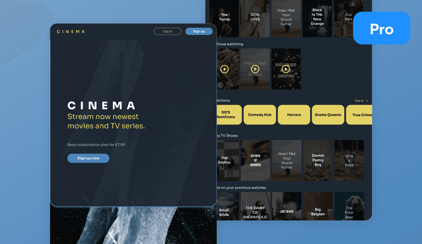 Movie streaming tablet app design cover